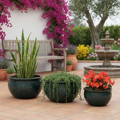 Keramik Pflanzschale "Bavaria" Moosgrün – Wählbare Größen (30-52cm)