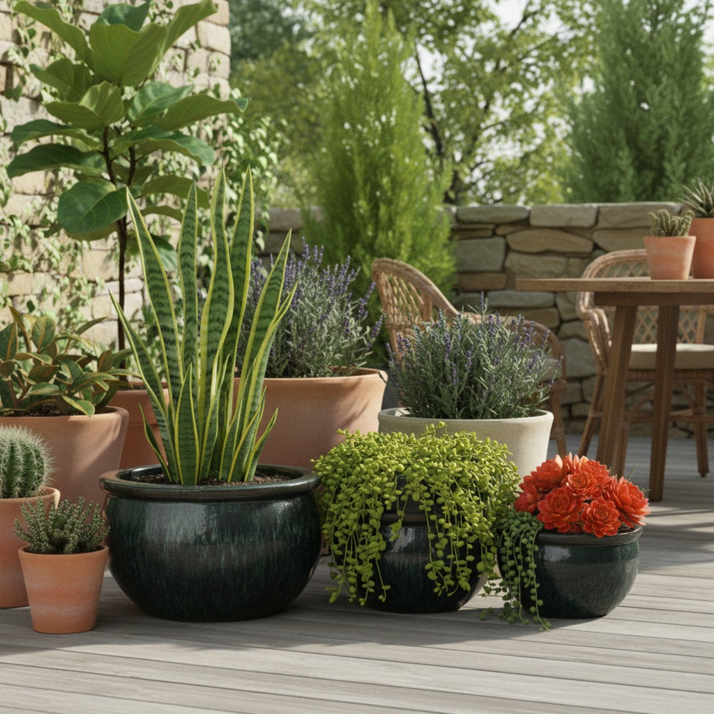 Keramik Pflanzschale "Bavaria" Moosgrün – Wählbare Größen (30-52cm)