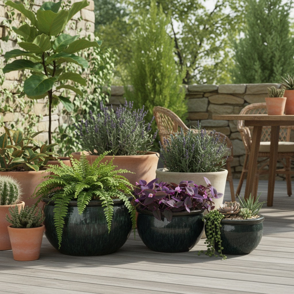 Keramik Pflanzschale "Bavaria" Moosgrün – Wählbare Größen (30-52cm)