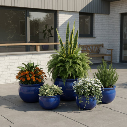 Keramik Pflanzschale "Bavaria" Royal Blau – Wählbare Größen (30-52cm)