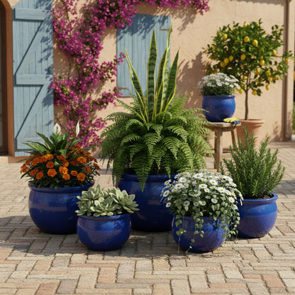 Keramik Pflanzschale "Bavaria" Royal Blau – Wählbare Größen (30-52cm)