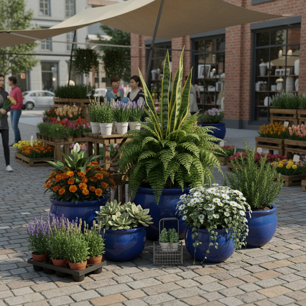 Keramik Pflanzschale "Bavaria" Royal Blau – Wählbare Größen (30-52cm)