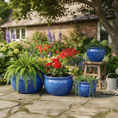 Keramik Pflanzschale "Bavaria" Royal Blau – Wählbare Größen (30-52cm)