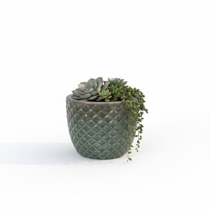 Pflanzgefäß Keramik "Bubble" Grün – Struktur & Frostfest (EggPot)