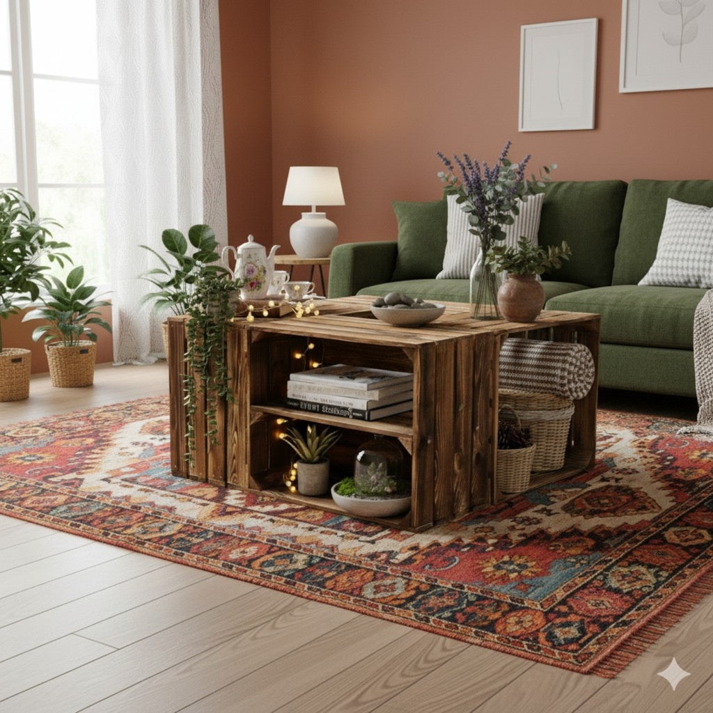 Obstkisten 3er Set 50 x 40 x 30cm Ablage Lang Geflammt