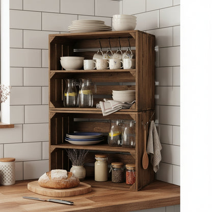 Obstkisten 3er Set 50 x 40 x 30cm Ablage Lang Geflammt