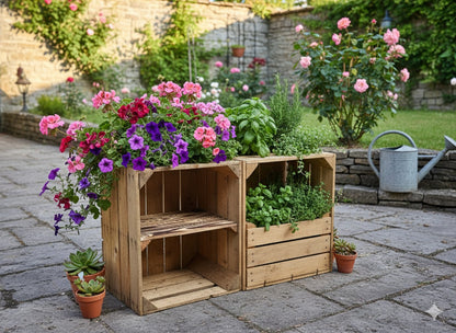Obstkisten SET Vintage Natur mit Zwischenbrett Quer 50 x 40 x 30cm