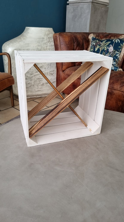 Weinregal Holz Weinkiste 40x30x40cm "16"er Weiß