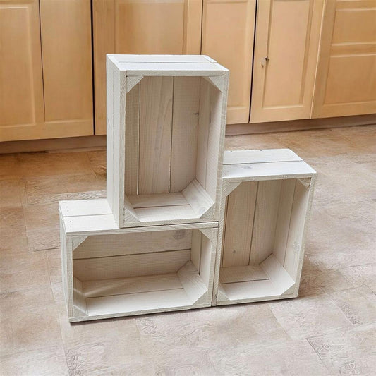 Holzkiste Dekokiste Box 30x20x15 cm 3er SET Weiss