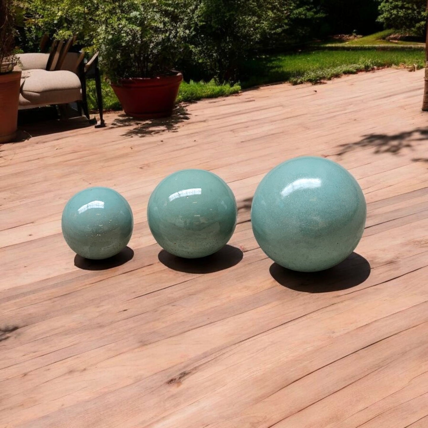 Gartenkugel Rosenkugel Keramik 28cm Celadon Grün