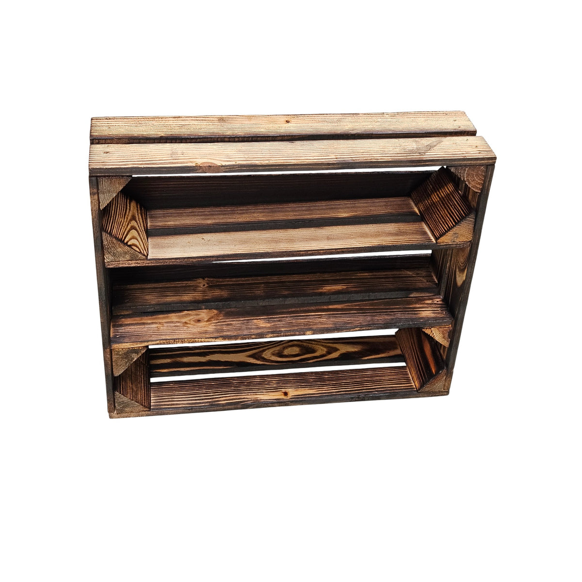 Rustikales Gewürzregal mit 2 Längsböden – 50 × 40 × 15 cm, geflammte Optik