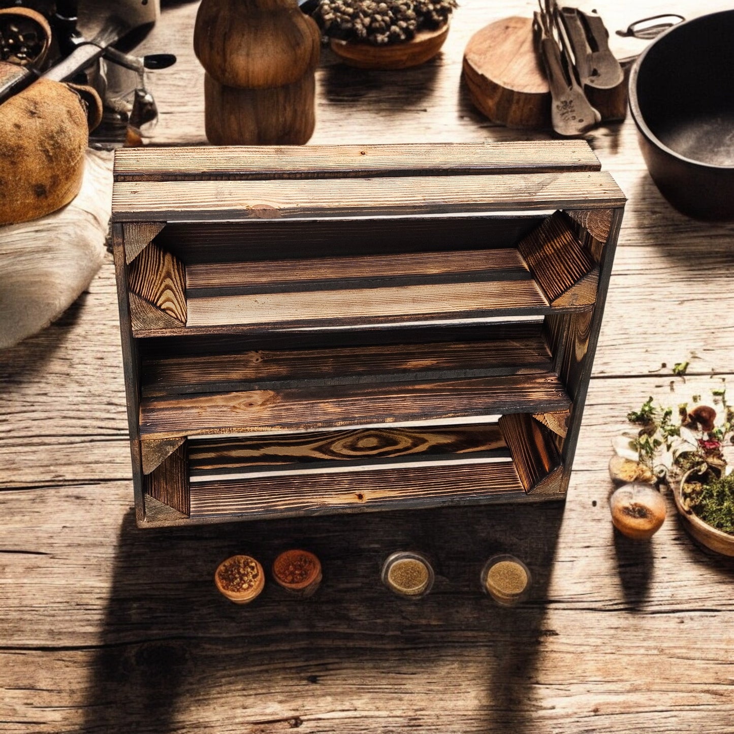 Gewürzregal Lang 50 x 40 x 15cm Geflammt B-WARE