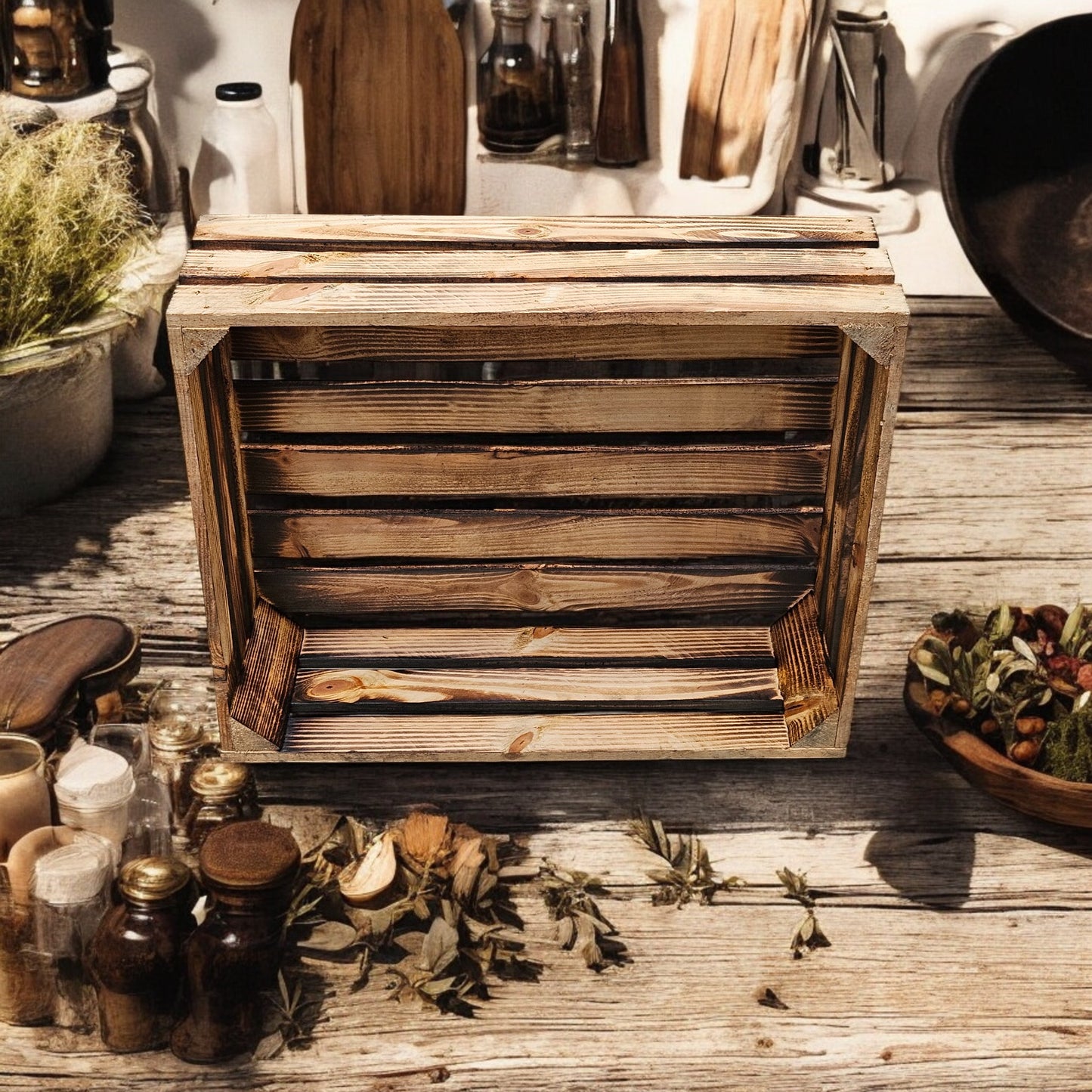 Gewürzregal Kiste Lang 50 x 40 x 17cm Geflammt B-WARE