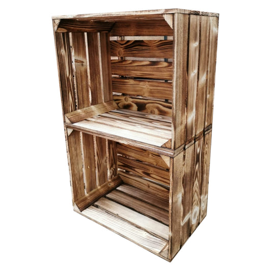 Holzkiste 2er Set Geflammt 50 x 40 x 30cm