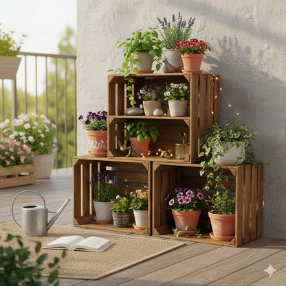 Holzkisten Geflammt 50 x 40 x 30cm mit Regalböden Lang DIY