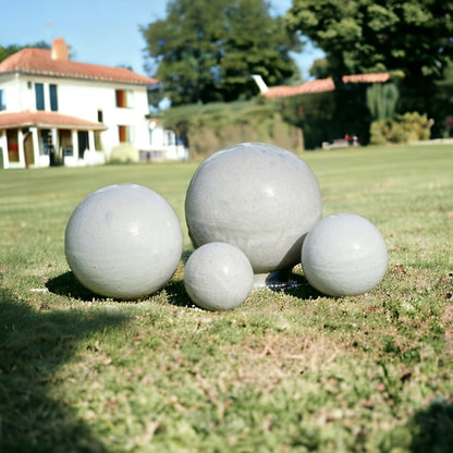 Gartenkugeln Rosenkugeln Keramik 4er Set Grau-Weiß glasiert