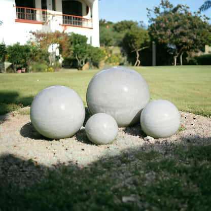 Gartenkugeln Rosenkugeln Keramik 3er Set Grau-Weiß glasiert