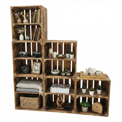 Holzkisten 50 x 40 x 30cm Geflammt Ablage Kurz 6 x