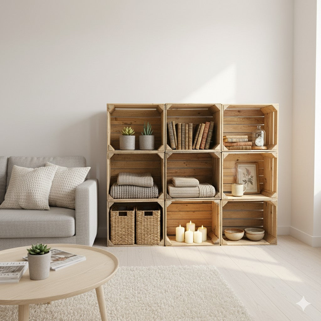 Obstkisten 9er Set 50 x 40 x 30cm Vintage Natur