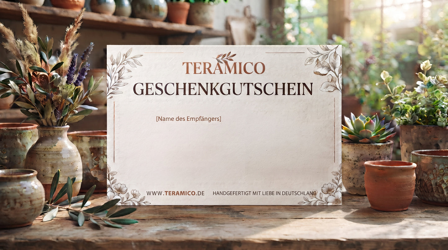 Teramico Geschenkgutschein – Freude verschenken & handgefertigte Produkte wählen