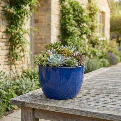 Egg Pot Royalblau Ø 38 cm – Keramik-Pflanztopf, 2. Wahl