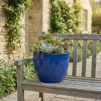 Egg Pot Royalblau Ø 38 cm – Keramik-Pflanztopf, 2. Wahl