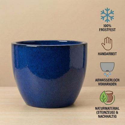 Keramik Pflanzgefäß "Egg Pot" Royal Blau – Wählbare Größen (21-48cm)