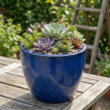 Egg Pot Royalblau Ø 21 cm – Keramik-Pflanztopf, 2. Wahl
