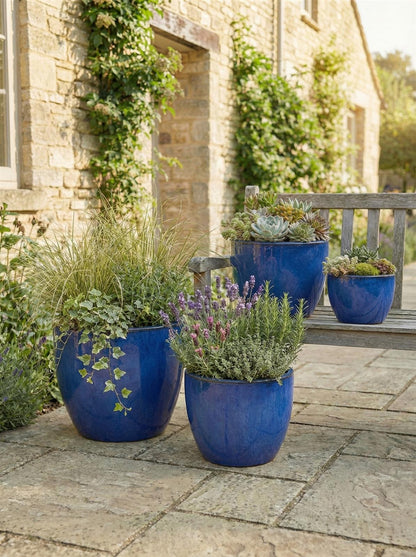 Egg Pot Royalblau Ø 29 cm – Keramik-Pflanztopf, 2. Wahl