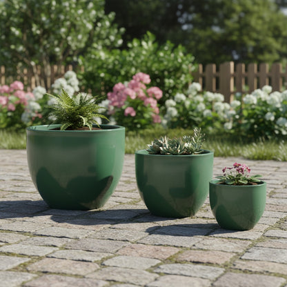 Keramik Pflanzgefäß "Egg Pot" Grün Ø 38cm – Glasiert & Frostfest