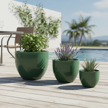 Keramik Pflanzgefäß "Egg Pot" Grün Ø 48cm – Glasiert & Frostfest