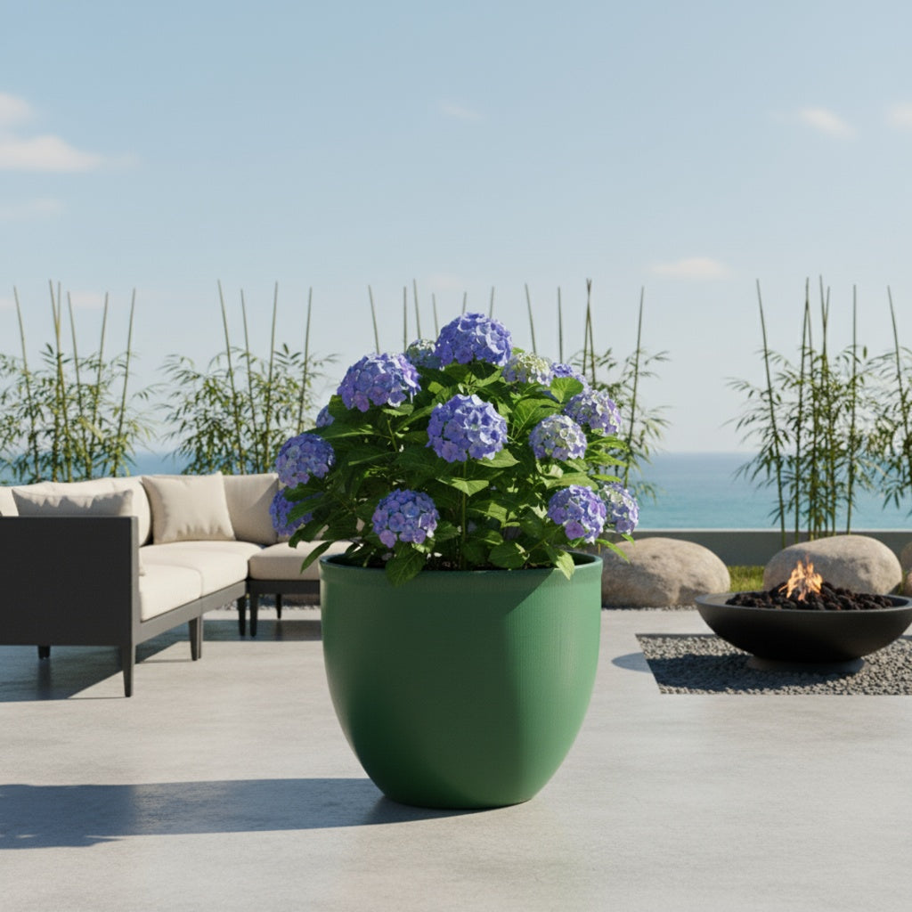 Keramik Pflanzgefäß "Egg Pot" Grün Ø 48cm – Glasiert & Frostfest