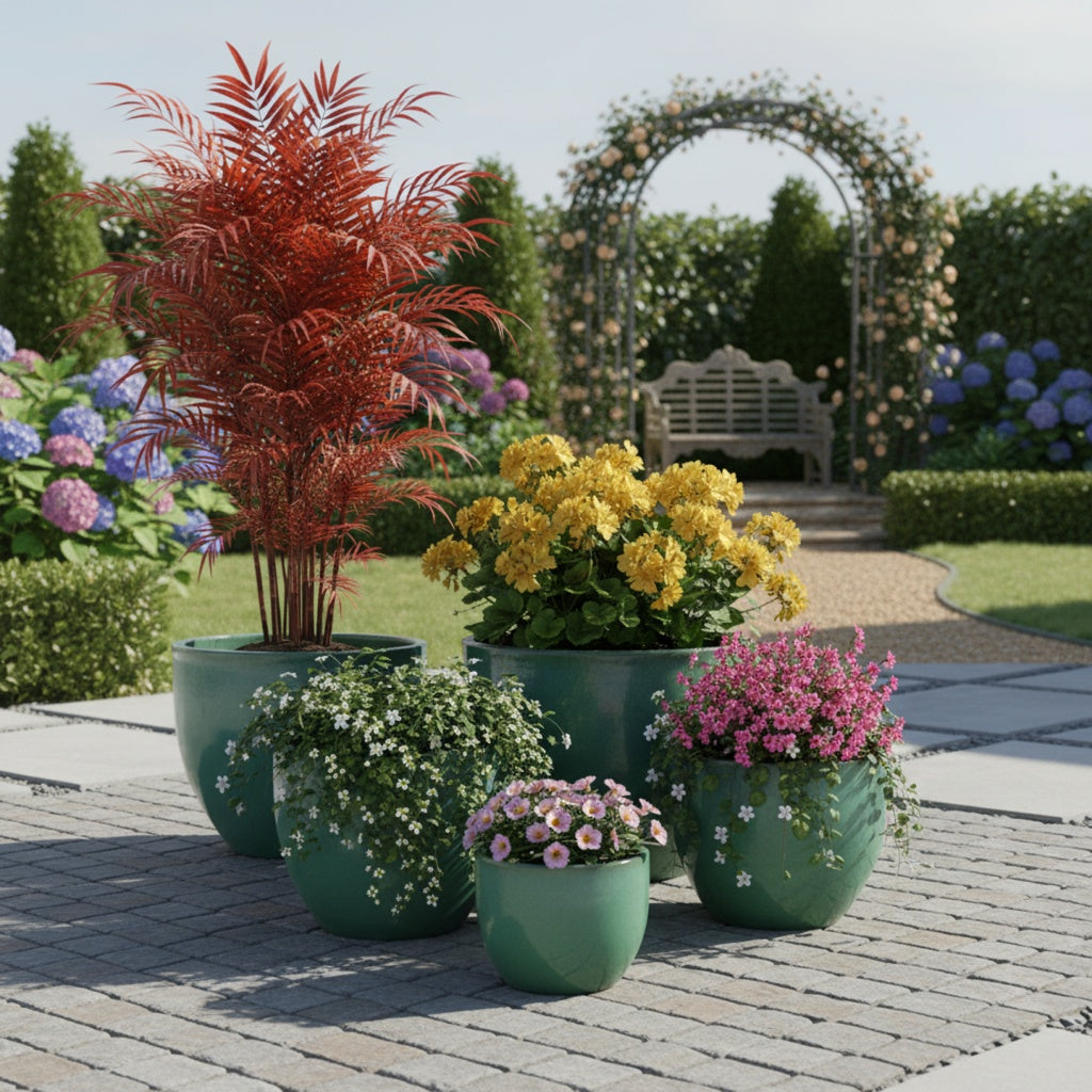 Keramik Pflanzgefäß "Egg Pot" Grün Ø 48cm – Glasiert & Frostfest