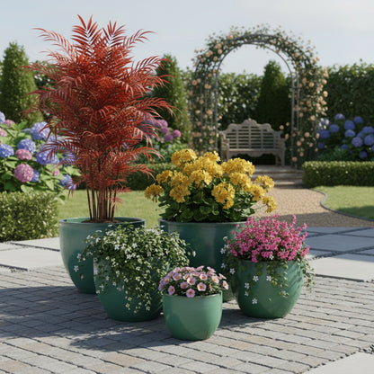 Keramik Pflanzgefäß "Egg Pot" Grün Ø 48cm – Glasiert & Frostfest