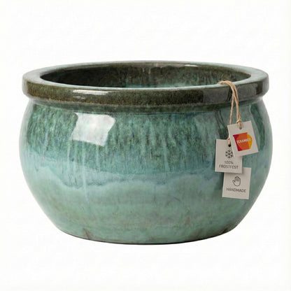 Kleines Pflanzgefäß Bavaria Moosgrün 24cm - Frostfester Kräutertopf 4 Liter