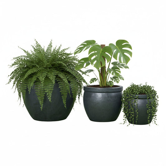 Keramik Pflanzgefäß "Bavaria" Anthrazit – Wählbare Größen (21-37cm