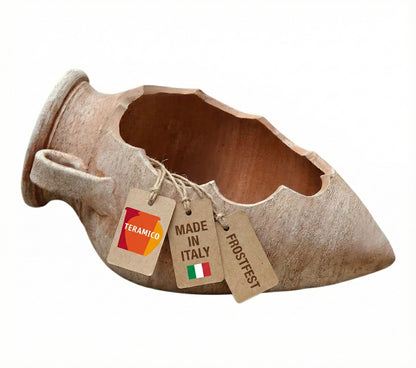 Liegende Terrakotta Amphore Anfora Tagliata 30cm frostfest Pflanzgefäß