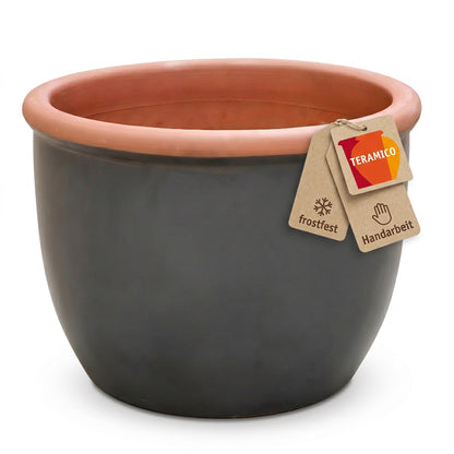 XXL Pflanztopf Keramik bauchig Anthrazit Matt – Ø 45 x 34 cm