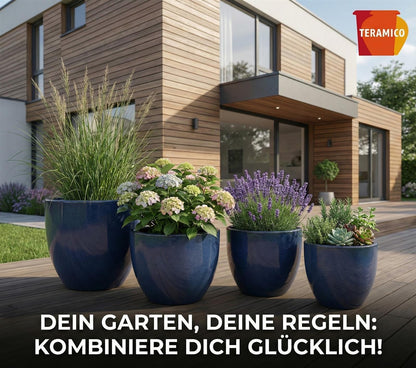 Pflanzgefäß Set Egg Pot Dunkelgrau - Vier bauchige Keramiktöpfe