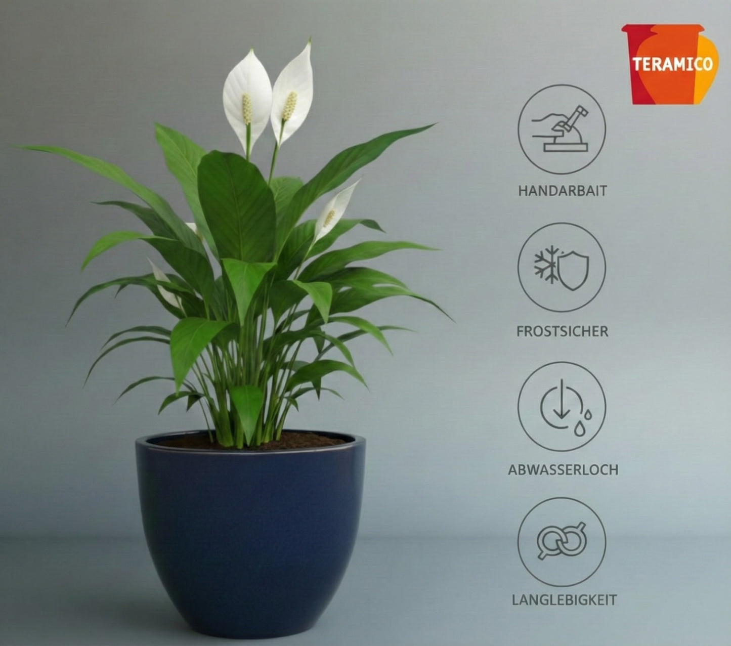 Pflanzgefäß "Egg Pot" Dunkelgrau – Ø 21 bis 48 cm – Frostfestes Steinzeug