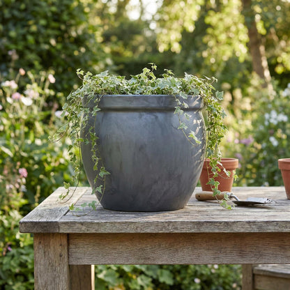 Keramik Pflanzgefäß "Bavaria" Anthrazit – Wählbare Größen (21-37cm