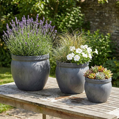 Keramik Pflanzgefäß "Bavaria" Anthrazit – Wählbare Größen (21-37cm