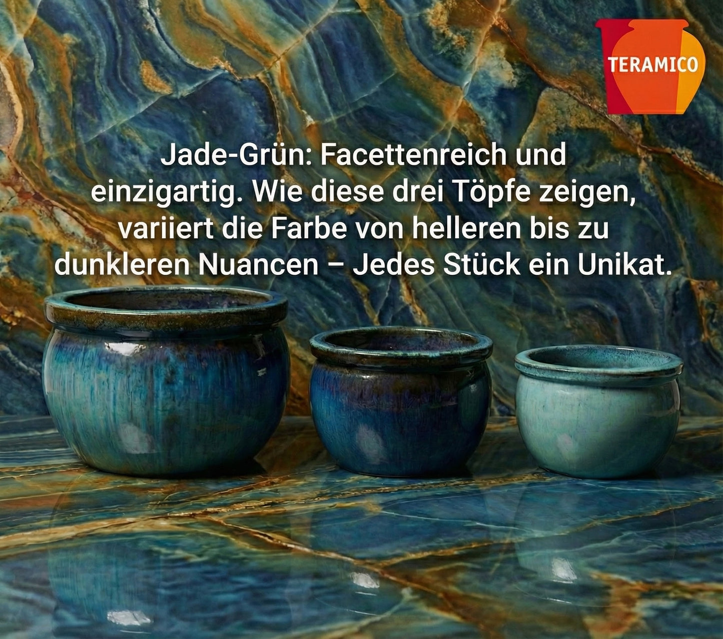 Pflanzgefäß Keramik "Bavaria" Grün – Ø 28 - 49 cm Frostfest