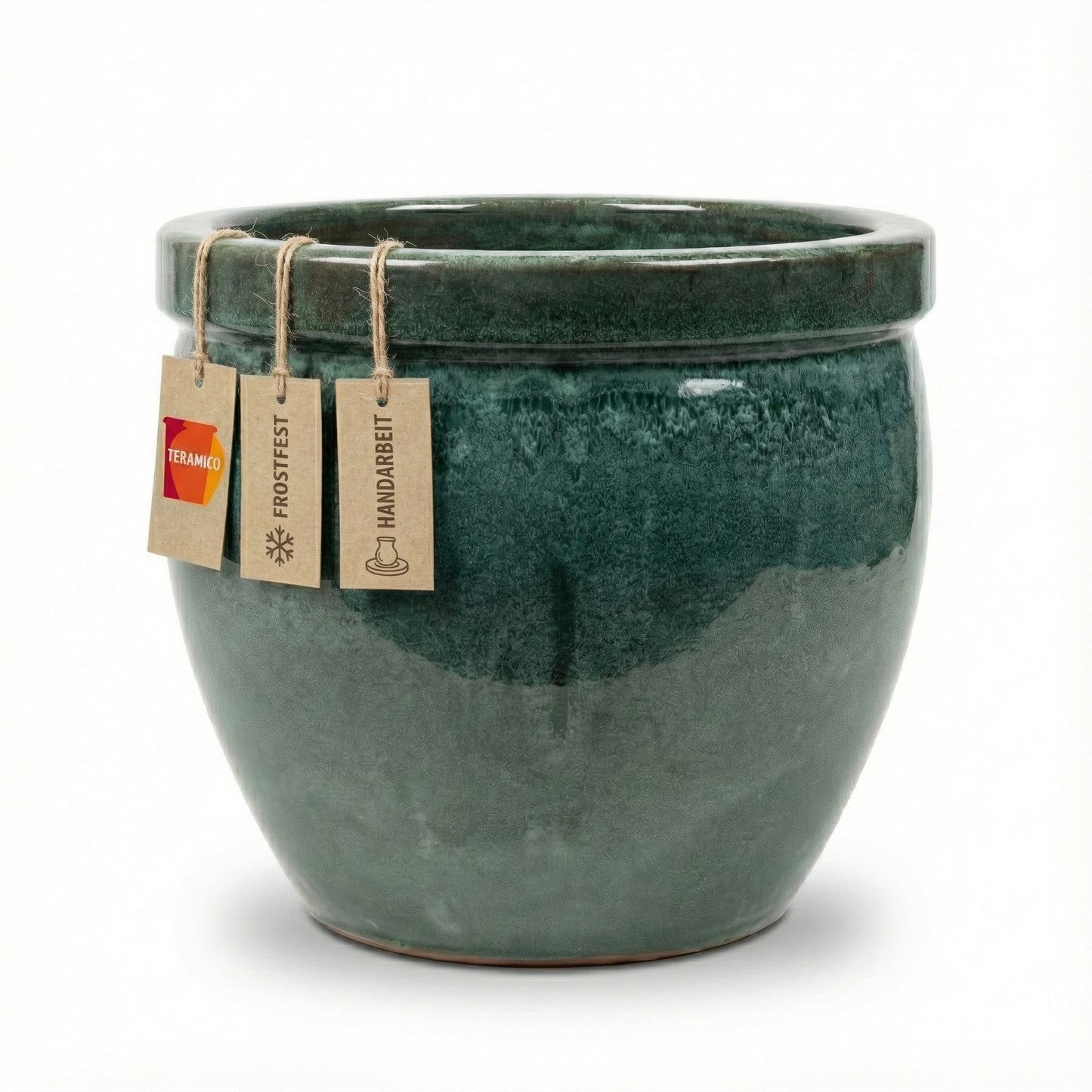 Teramico Pflanzkübel Bavaria Tall aus Keramik in Moosgrün – handgefertigter, absolut frostfester Blumentopf für den Garten und Außenbereich