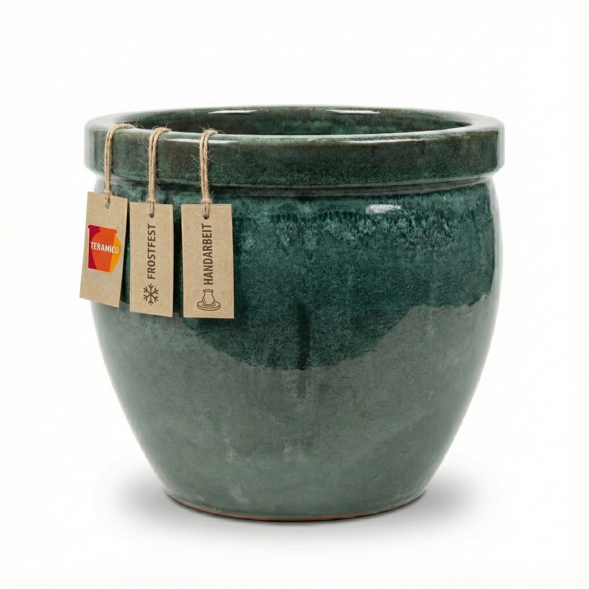 Teramico Pflanzkübel Bavaria Tall aus Keramik in Moosgrün – handgefertigter, absolut frostfester Blumentopf für den Garten und Außenbereich