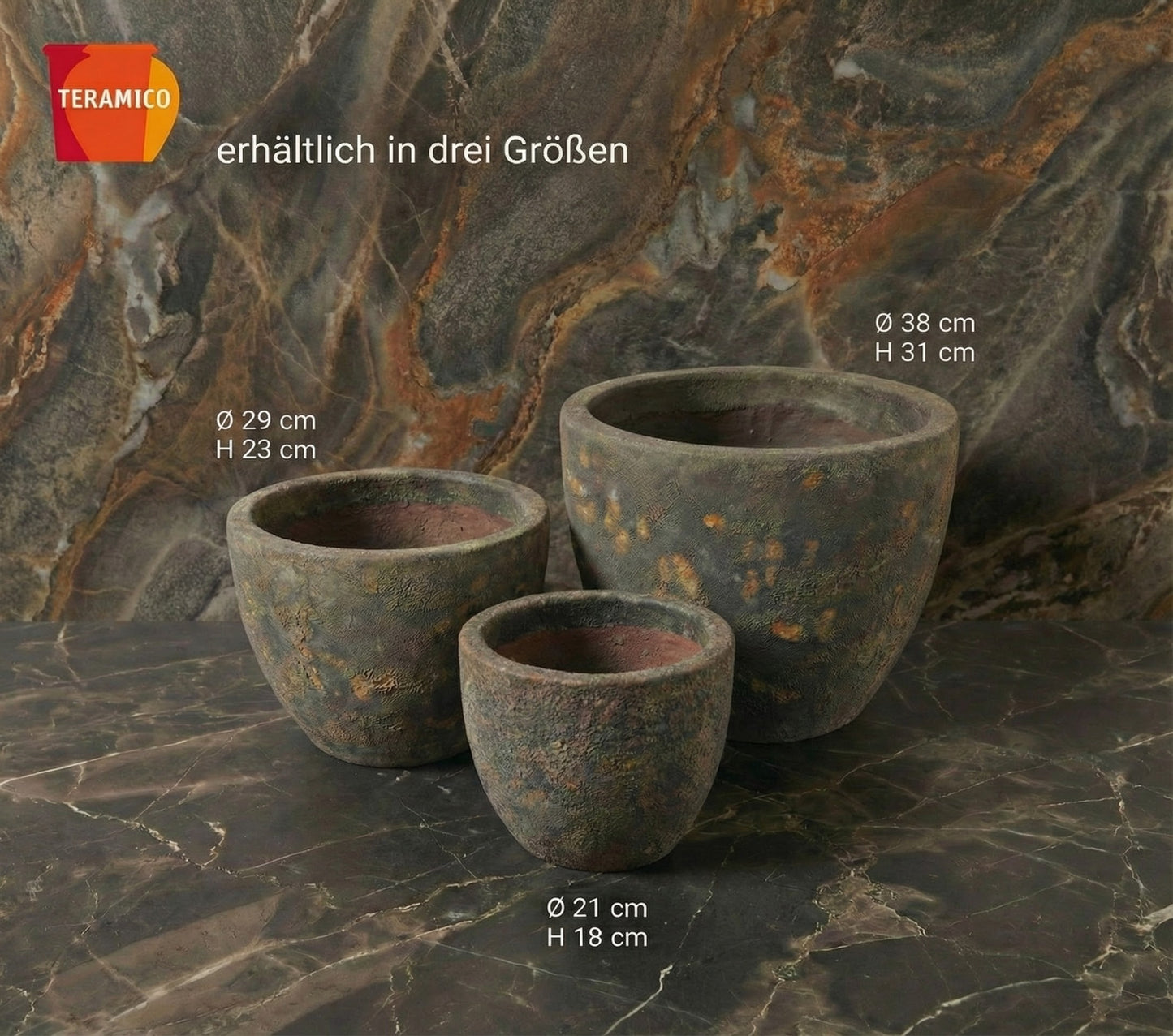 Keramik Pflanzgefäß "Egg Pot" Lava Braun Ø 21cm – Geschliffen & Struktur