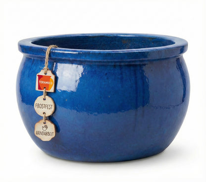 Pflanzgefäß Bavaria Royal Blau 46cm - Frostfester Blumenkübel 32 Liter aus Steinzeug