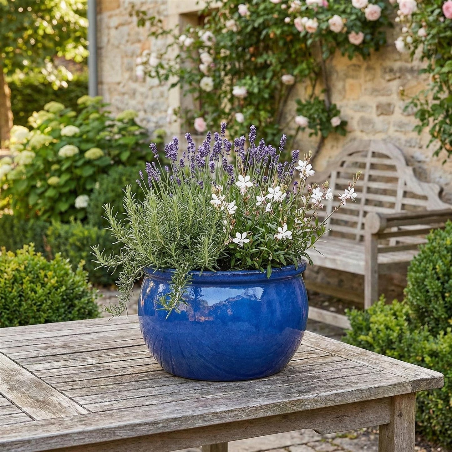 Keramik Pflanzschale Bavaria Royal Blau - Wählbare Größen (24-49cm) Frostfest