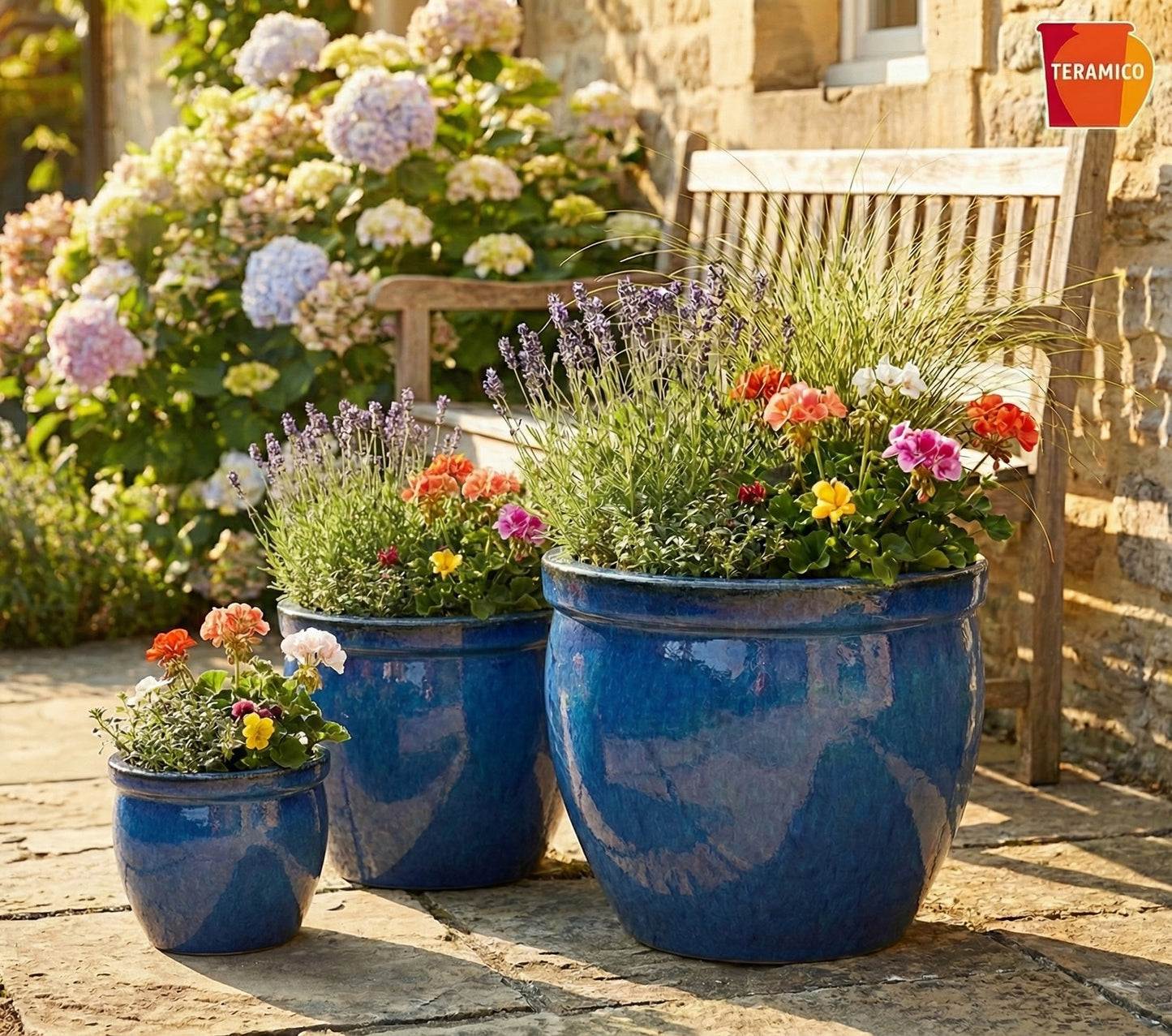 Pflanzgefäß Keramik "Bavaria Tall" Royal Blau Ø 21 - 47 cm Frostfest