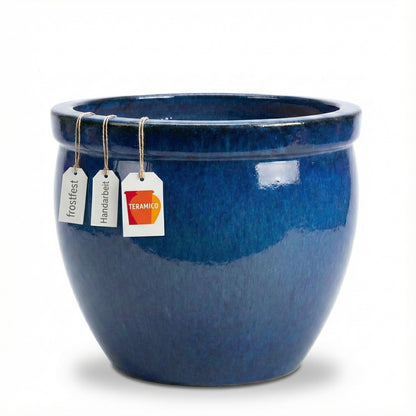 Teramico Pflanzkübel Bavaria Tall aus Keramik in Royal Blau – handgefertigter, absolut frostfester Blumentopf für den Garten und Außenbereich